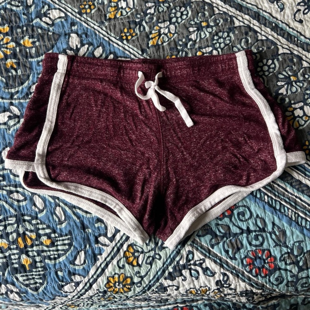 Aeropostale Burgundy and White Women's Shorts